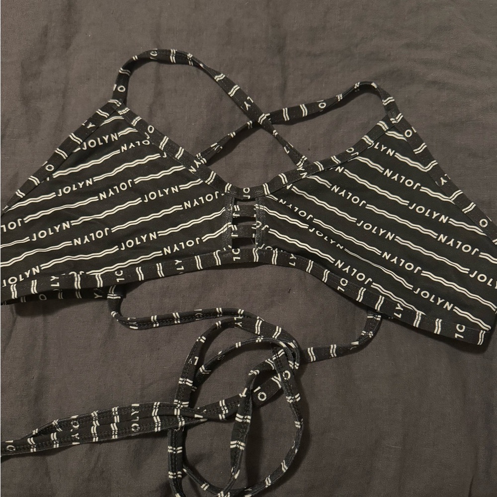JOLYN Black and White Bikini Top